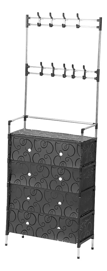 Cómoda organizadora 4 cajones con estructura y perchero