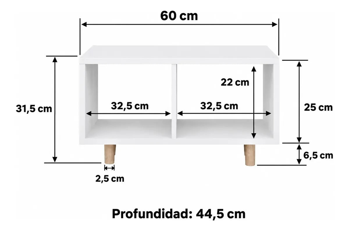 Medidas mesa ratona Nomad 60 cm de ancho 44,5 cm de profundidad y 31,5 cm de alto