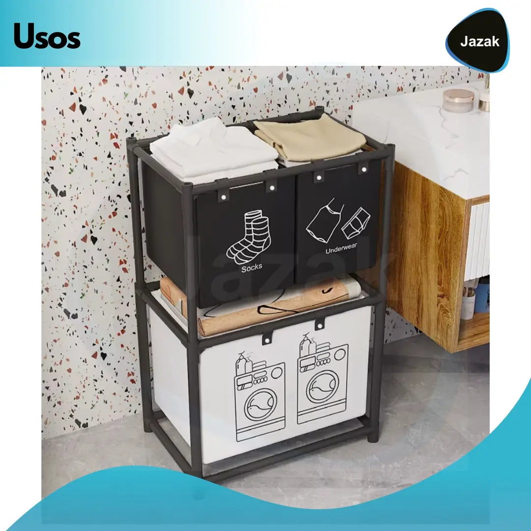 Organizador de ropa en lavadero o baño