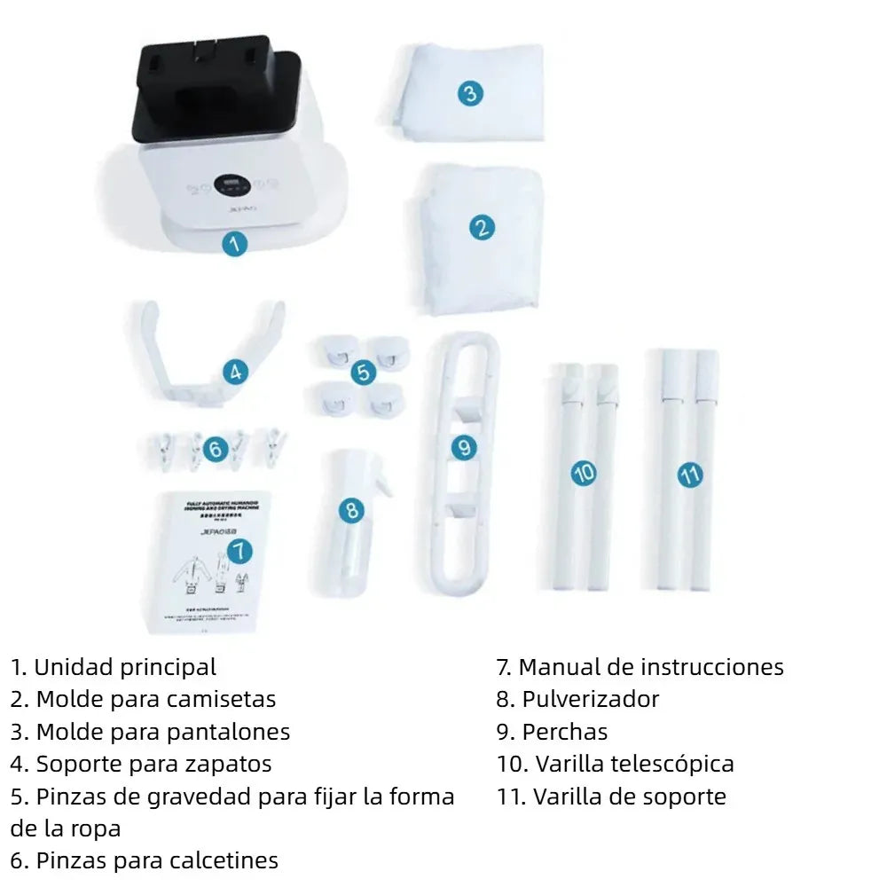 Accesorios incluidos con la plancha automática de ropa
