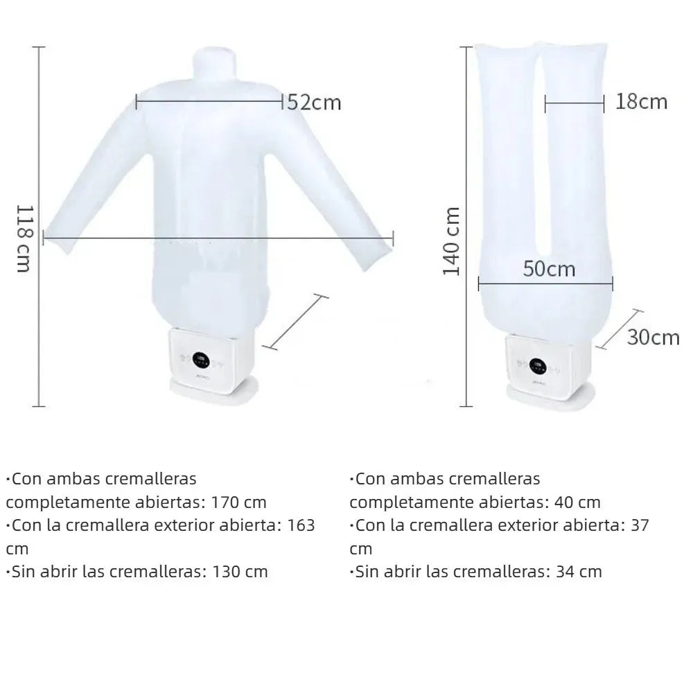 Medidas del maniquí para camisas y pantalones de la plancha automática